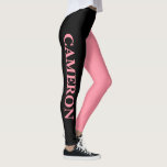 Trendy Two Colours | Name | Black and Salmon Pink Leggings<br><div class="desc">Trendy Two Colours | Personalized Name | Black and Salmon Pink Leggings</div>