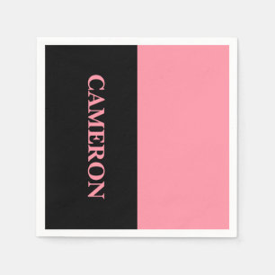 Trendy Two Colours   Name   Black and Salmon Pink Napkin
