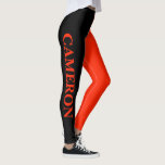 Trendy Two Colours | Name | Black and Scarlet Leggings<br><div class="desc">Trendy Two Colours | Personalized Name | Black and Scarlet Leggings</div>