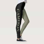 Trendy Two Colours | Name | Black and Warm Grey Leggings<br><div class="desc">Trendy Two Colours | Personalized Name | Black and Warm Grey Leggings</div>