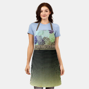 Trendy Two Tone Floral Chequered Personalized Apron