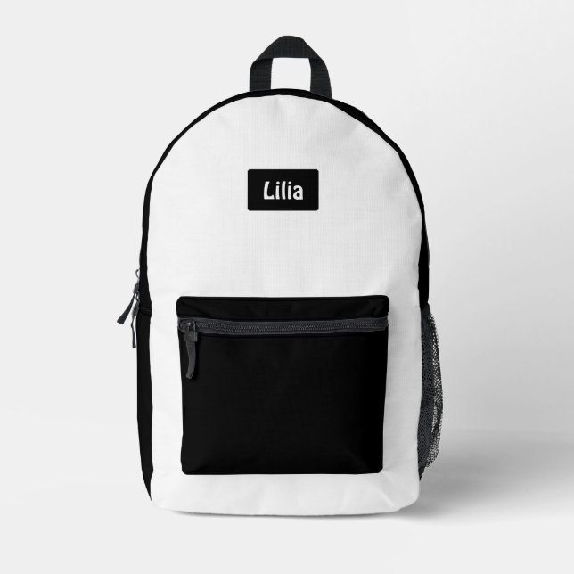 Trendy Two-Tone School Style with Personalization Printed Backpack (Front)