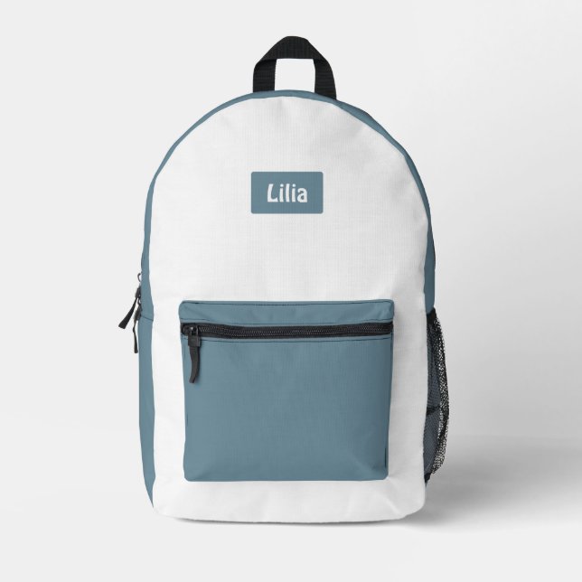Trendy Two-Tone School Style with Personalization Printed Backpack (Front)