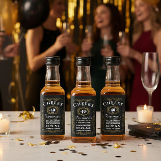 Trendy Typography Any Age Birthday Party Favour Liquor Bottle Label