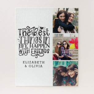 Trendy Typography Best Friends Names Photo Collage Jigsaw Puzzle