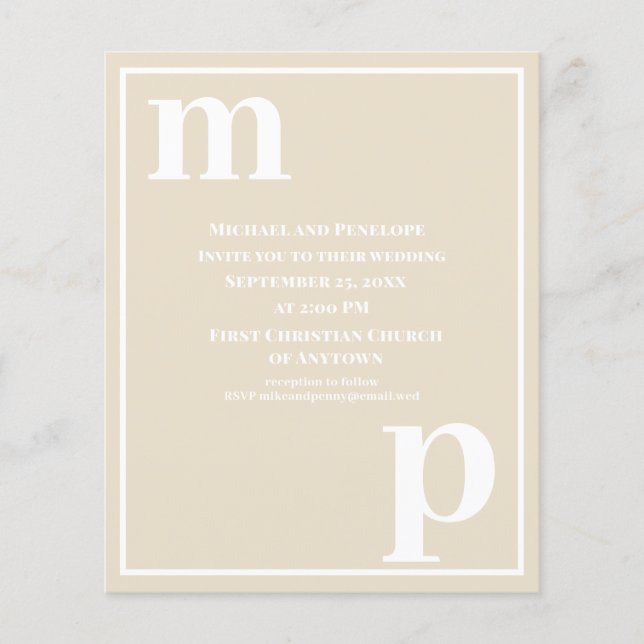 Trendy Typography Champagne Beige Budget Wedding  Flyer (Front)