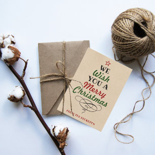 Trendy Typography Christmas Tree Holiday 3 Photo Card