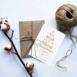 Trendy Typography Christmas Tree Holiday 3 Photo Card