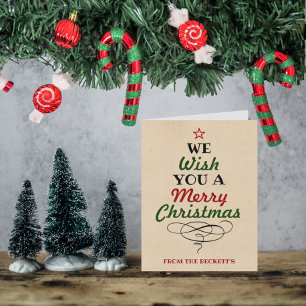 Trendy Typography Christmas Tree Holiday Photo Card