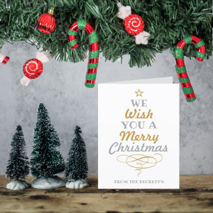 Trendy Typography Christmas Tree Holiday Photo Card