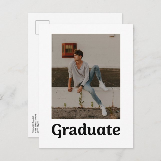 Trendy Typography Graduation photo Graduate Postcard (Front/Back)