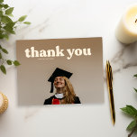 Trendy Typography Graduation Thank You  Postcard<br><div class="desc">This Thank you postcard goes perfectly with our Retro-style Graduation announcement cards. Simply customize all of your details and a photo from your graduation to simply say thanks! Additional colours and designs are available in my zazzle store or for further customization message me or email me at sabrina@o-r-studio.com</div>