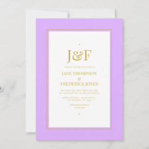Trendy Typography Mauve and Gold Wedding Invitation
