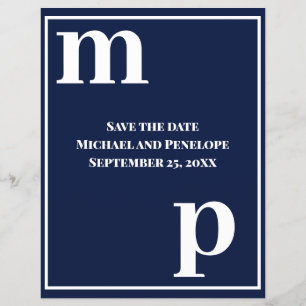 Trendy Typography Navy Blue Budget Save the Date Flyer