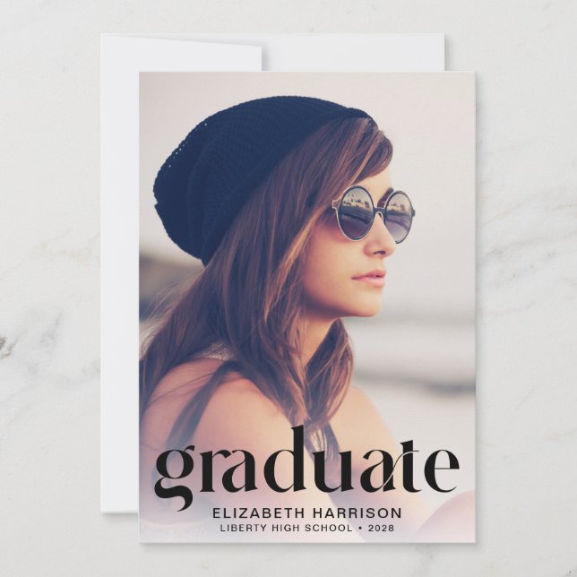 Trendy Typography Photo Graduation Announcement (Front)