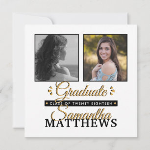 Trendy Typography Photo Graduation Announcements