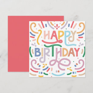 Trendy Typography Rainbow Modern Happy Birthday  Card