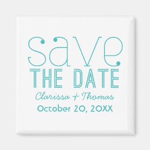 Trendy Typography Save the Date Magnet, Aqua Magnet