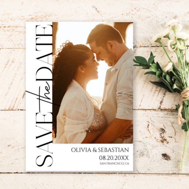 Trendy Typography Text Photo Wedding Save The Date (Creator Uploaded)