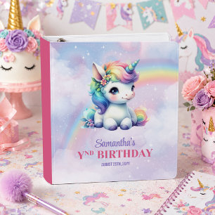 Trendy Unicorn Colourful Pastel Girl Birthday Bind Binder