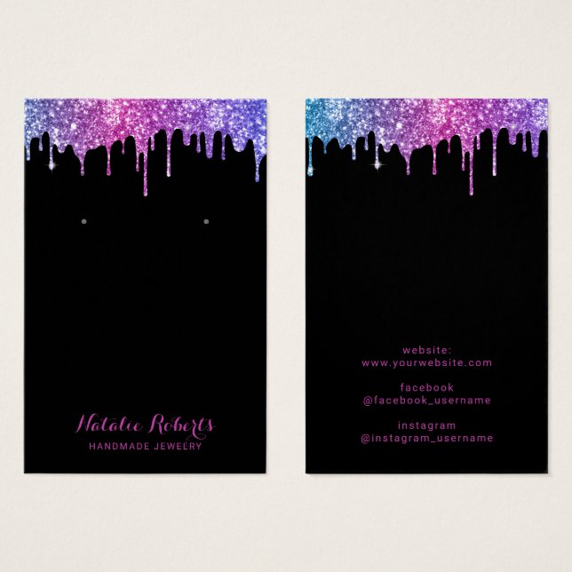 Trendy Unicorn Glitter Drips Earring Display (Front & Back)