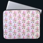 Trendy Unicorn with Floral Crown & Butterflies Laptop Sleeve<br><div class="desc">A laptop sleeve with a repeating pattern. A trendy pink unicorn.  Adorned with a fancy floral headpiece. Whimsical butterflies flying around. A pale purple and yellow watercolor background.</div>