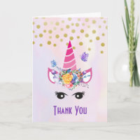 Trendy Unicorn with Flowers Butterflies & Confetti