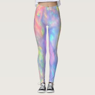 Trendy Unique colorful faux holographic opal Leggings