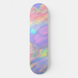 Trendy Unique colourful faux holographic opal Skateboard