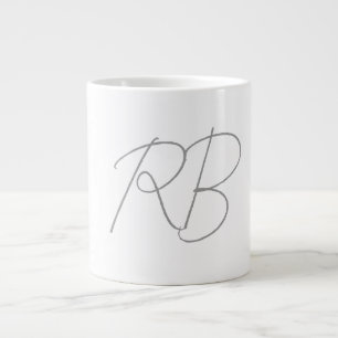 Trendy Unique Creative Monogram Initial Letters Large Coffee Mug