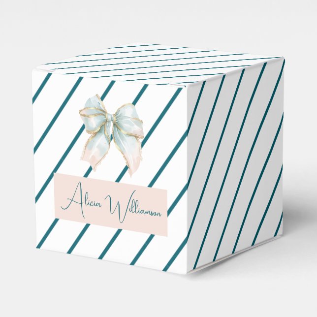 Trendy unique Cute green Personalized   Favor Box (Front Side)