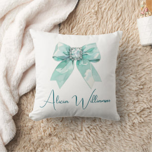 Trendy unique Cute green Personalized   Throw Pillow