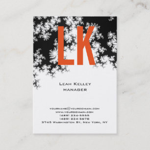 Trendy unique floral pattern orange white monogram business card