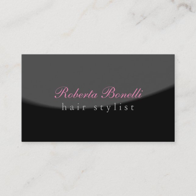 Trendy Unique Grey Black Hairdresser Modern Business Card (Front)