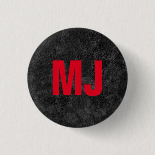 Trendy unique grey red monogram name initials 1 inch round button