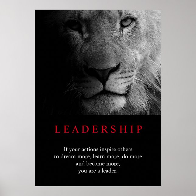 Trendy Unique Motivational Leadership Lion Poster (Front)