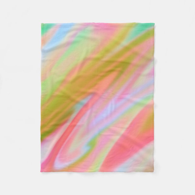Trendy Unique Pink Blue green abstract waves  Fleece Blanket (Front)