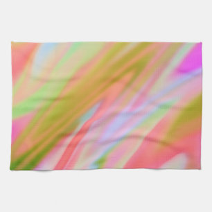 Trendy Unique Pink Blue green abstract waves Kitchen Towel