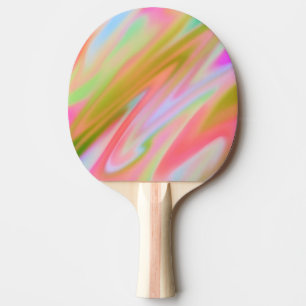 Trendy Unique Pink Blue green abstract waves  Ping Pong Paddle