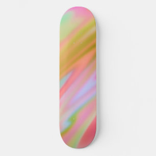 Trendy Unique Pink Blue green abstract waves  Skateboard