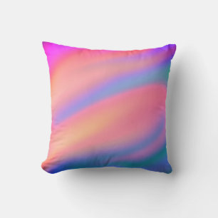 Trendy Unique Pink Blue green abstract waves Throw Pillow