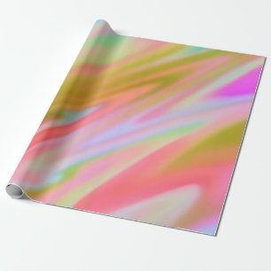 Trendy Unique Pink Blue green abstract waves Wrapping Paper