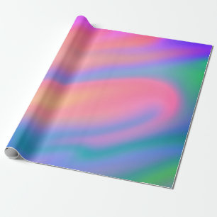 Trendy Unique Pink Blue green abstract waves Wrapping Paper