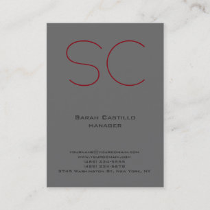 Trendy unique plain simple dim grey monogram business card