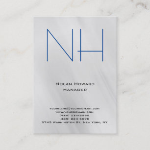Trendy unique plain simple grey blue monogram business card