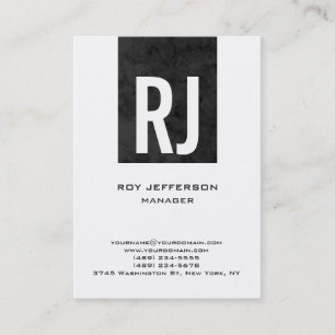 Trendy unique plain simple grey white monogram business card