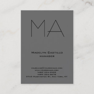 Trendy unique professional dim grey monogram business card