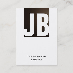 Trendy unique sepia white vertical plain monogram business card
