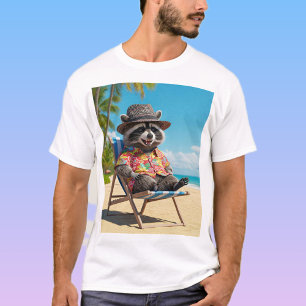 Trendy Unisex Raccoon Print T-Shirt - Cool, Fun