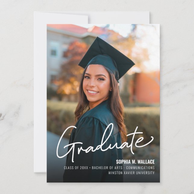 Trendy University Graduate Photo Class year Grad  Announcement (Front)